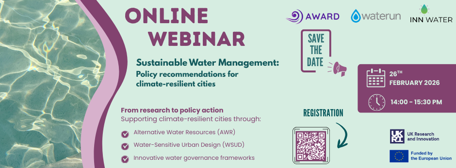 AWARD x InnWater x WATERUN Webinar on Sustainable Water Management